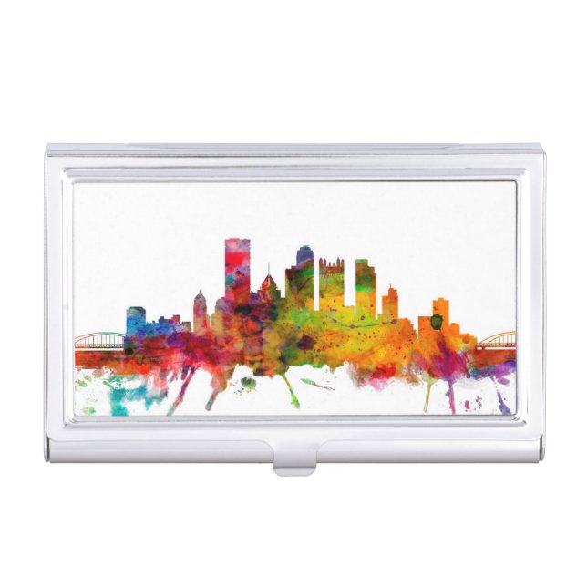 Pittsburgh Pennsylvania Skyline Case For Business Cards (Front)