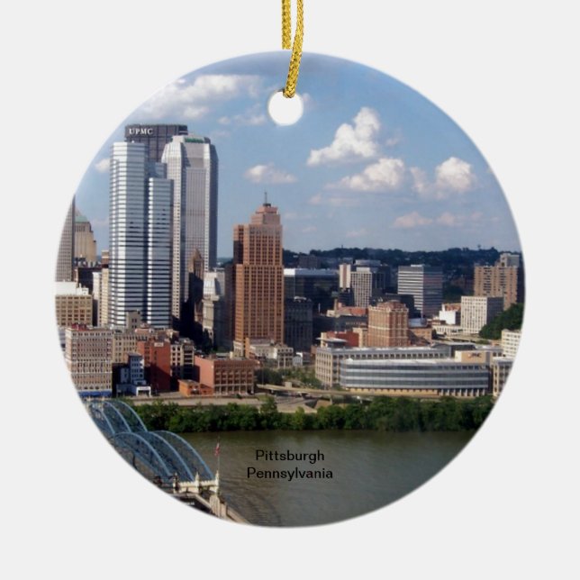 Pittsburgh, Pennsylvania Skyline Ceramic Ornament (Front)