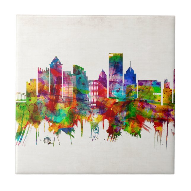 Pittsburgh Pennsylvania Skyline Ceramic Tile (Front)