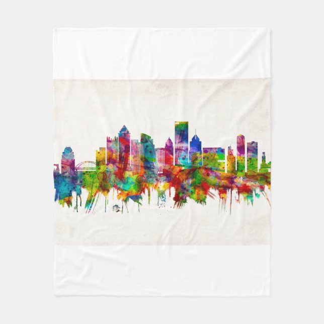 Pittsburgh Pennsylvania Skyline Fleece Blanket (Front)