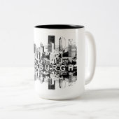 Pittsburgh, Pennsylvania skyline in black Two-Tone Coffee Mug (Front Right)