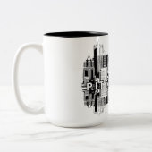 Pittsburgh, Pennsylvania skyline in black Two-Tone Coffee Mug (Left)