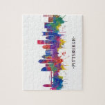 Pittsburgh Pennsylvania Skyline Jigsaw Puzzle<br><div class="desc">Elegant Watercolor Skyline of Pittsburgh,  a city in the state of Pennsylvania,  United States</div>