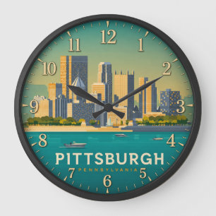 Pittsburgh Pennsylvania Skyline Large Clock