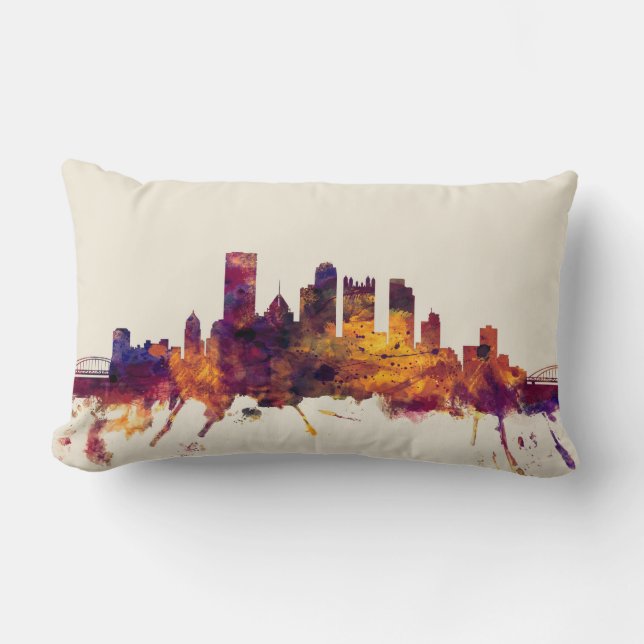 Pittsburgh Pennsylvania Skyline Lumbar Pillow (Front)