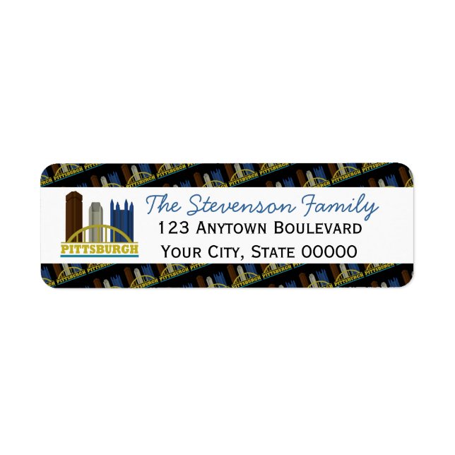 Pittsburgh Pennsylvania Skyline Personalized Label (Front)