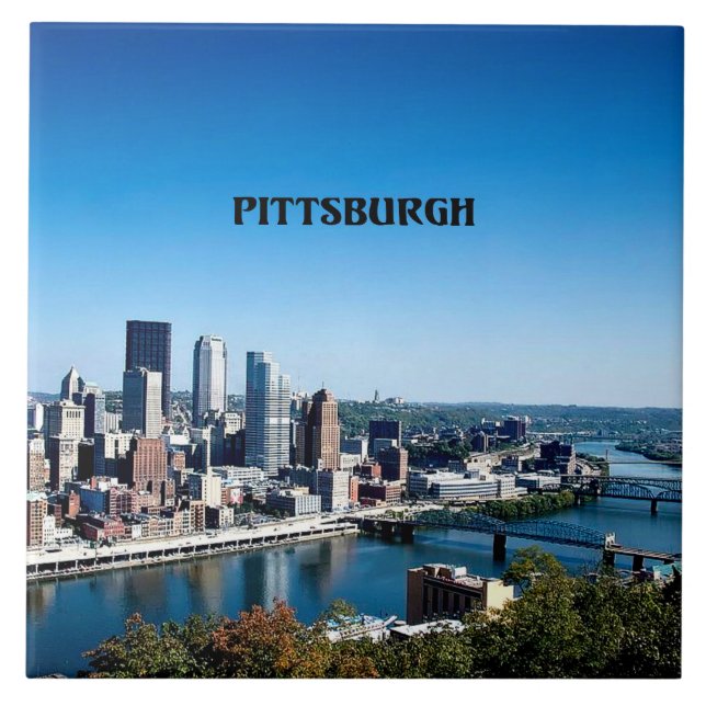 Pittsburgh, Pennsylvania skyline photograph Ceramic Tile (Front)