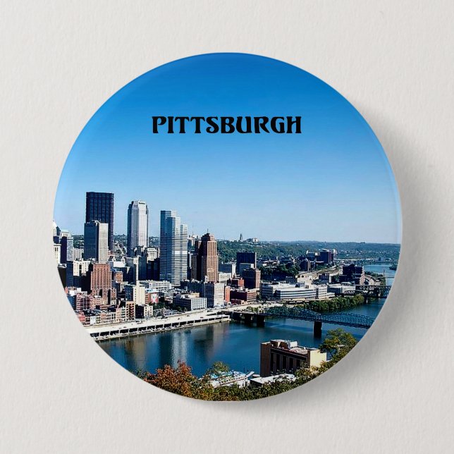 Pittsburgh, Pennsylvania skyline photograph Pinback Button (Front)