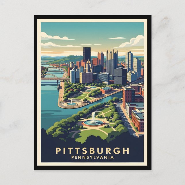 Pittsburgh, Pennsylvania Skyline Postcard (Front)