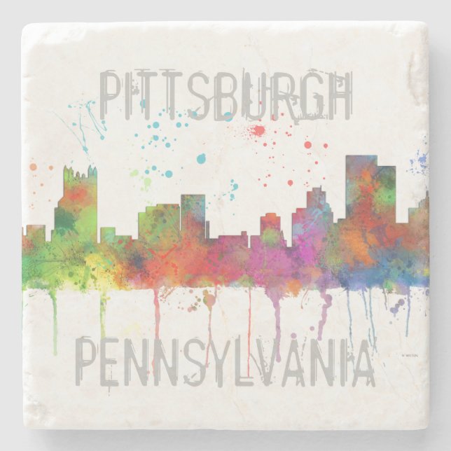 PITTSBURGH PENNSYLVANIA SKYLINE STONE COASTER (Front)