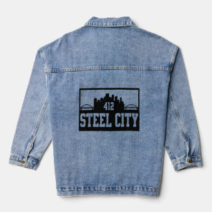 Pittsburgh Pennsylvania Steel City Skyline 412 Hom Denim Jacket