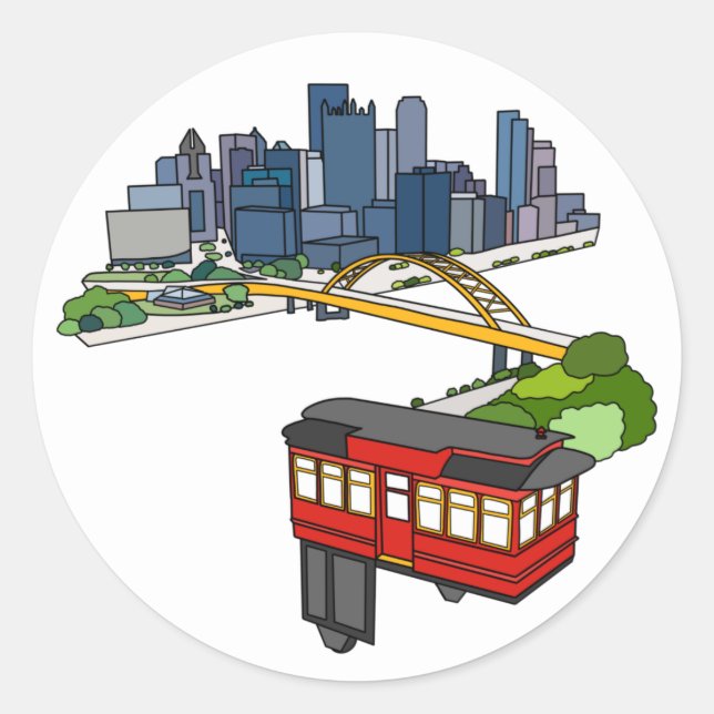 Pittsburgh Pennsylvania Steel City Skyline Art Can Classic Round Sticker (Front)