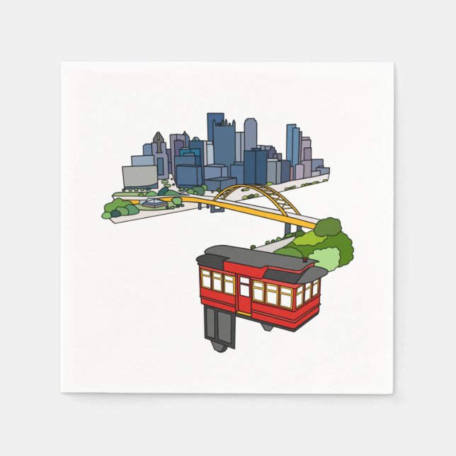 Pittsburgh Pennsylvania Steel City Skyline Art Can Napkins (Front)