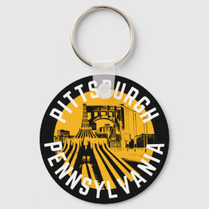 Pittsburgh Pennsylvania Steel City Skyline Bridge Keychain