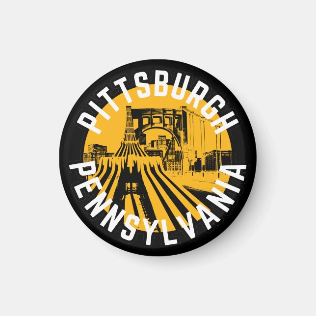 Pittsburgh Pennsylvania Steel City Skyline Bridge  Magnet (Front)