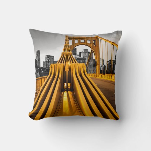 Pittsburgh Pennsylvania Steel City Skyline Bridge  Throw Pillow