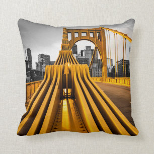 Pittsburgh Pennsylvania Steel City Skyline Bridge Throw Pillow