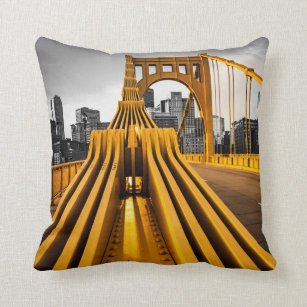 Pittsburgh Pennsylvania Steel City Skyline Bridge  Throw Pillow