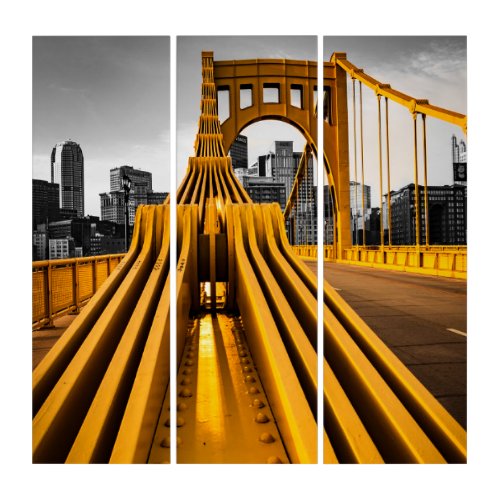 Pittsburgh Pennsylvania Steel City Skyline Bridge  Triptych