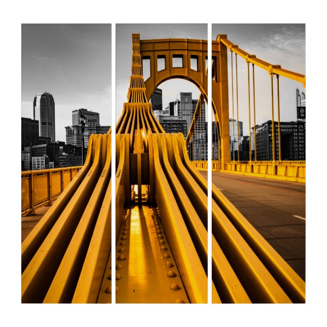 Pittsburgh Pennsylvania Steel City Skyline Bridge  Triptych (Front)
