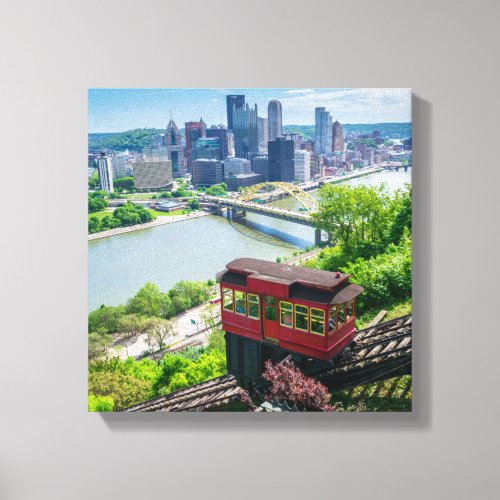 Pittsburgh Pennsylvania Steel City Skyline Incline Canvas Print