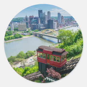 Pittsburgh Pennsylvania Steel City Skyline Incline Classic Round Sticker