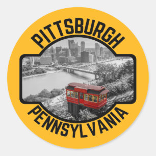 Pittsburgh Pennsylvania Steel City Skyline Incline Classic Round Sticker