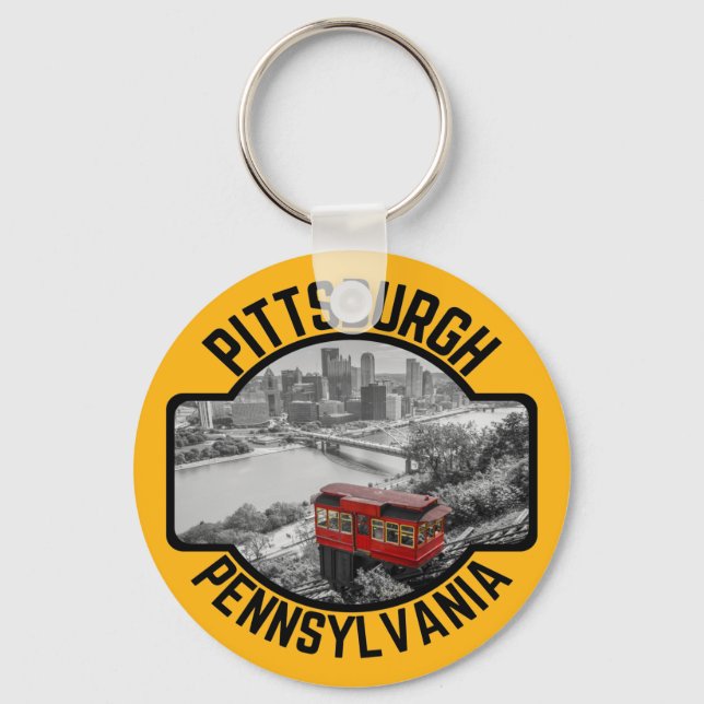 Pittsburgh Pennsylvania Steel City Skyline Incline Keychain (Front)