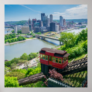Pittsburgh Pennsylvania Steel City Skyline Incline Poster