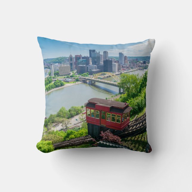 Pittsburgh Pennsylvania Steel City Skyline Incline Throw Pillow (Front)
