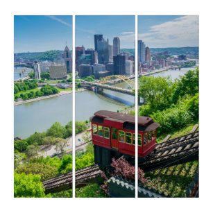 Pittsburgh Pennsylvania Steel City Skyline Incline Triptych