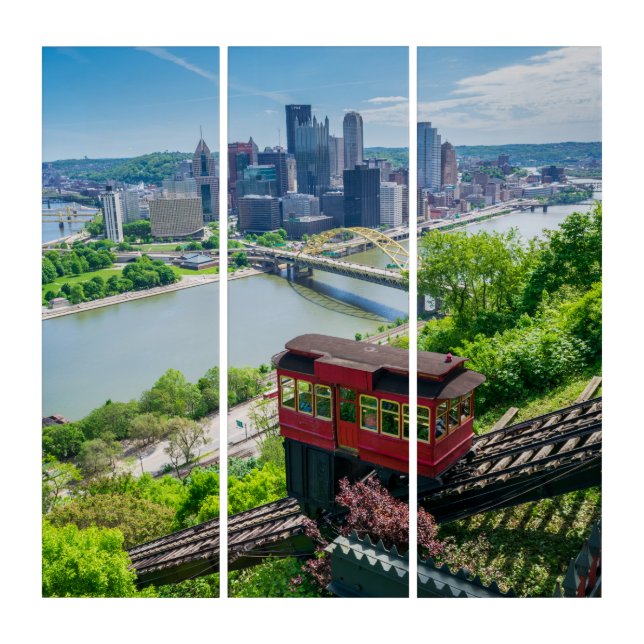 Pittsburgh Pennsylvania Steel City Skyline Incline Triptych (Front)