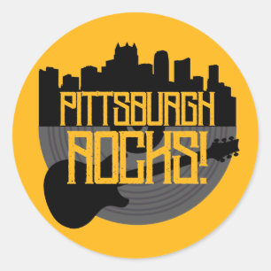 Pittsburgh Pennsylvania Steel City Skyline Music C Classic Round Sticker