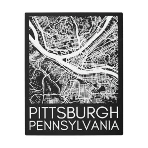 Pittsburgh Pennsylvania Steel City Vintage Map 412 Metal Print
