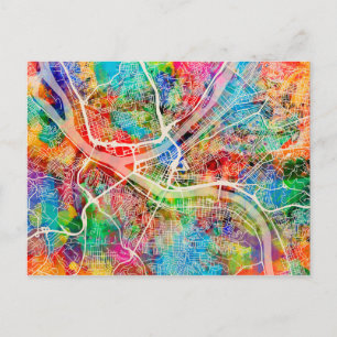 Pittsburgh Pennsylvania Street Map Postcard