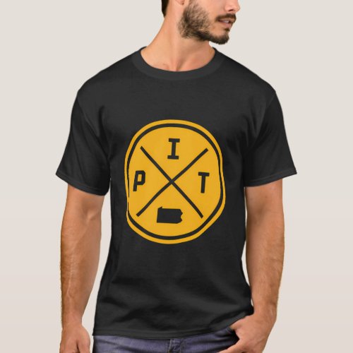 Pittsburgh Pit Circle Patch Yellow T_Shirt