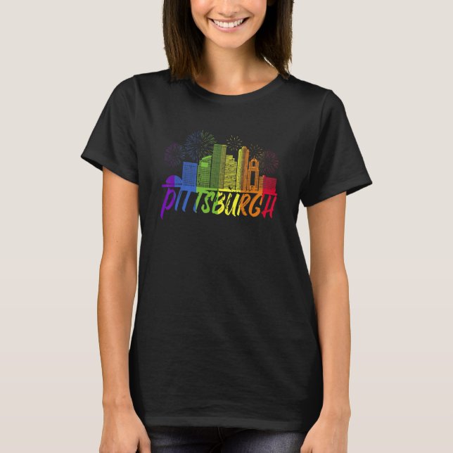 Pittsburgh Pride Skyline  Pride Parade Pittsburgh T-Shirt (Front)