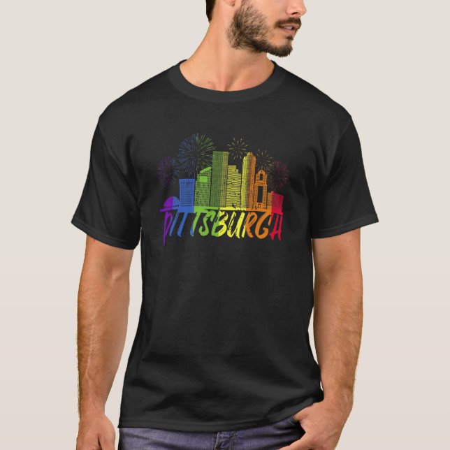 Pittsburgh Pride Skyline  Pride Parade Pittsburgh T-Shirt (Front)