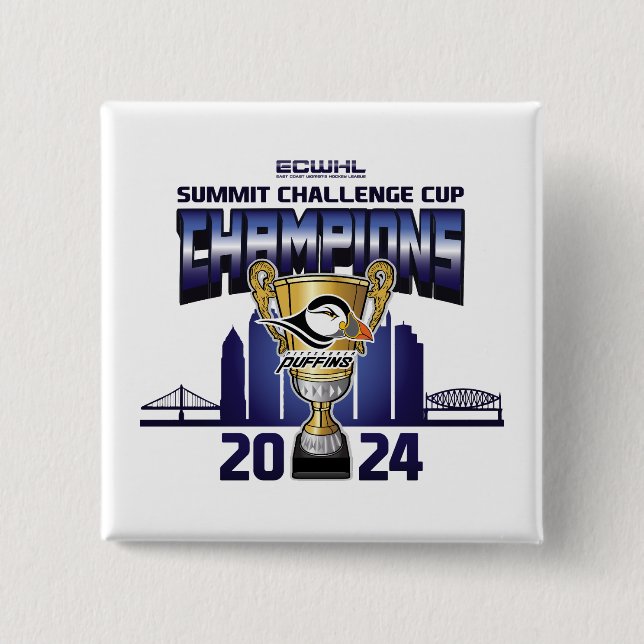 Pittsburgh Puffins Summit Challenge Cup Champions Button (Front)