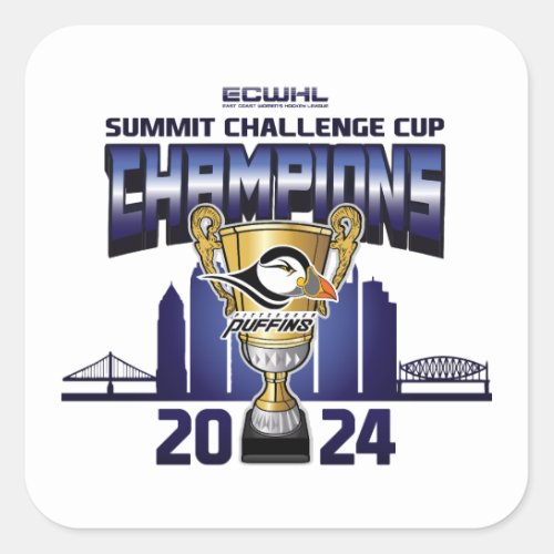 Pittsburgh Puffins Summit Challenge Cup Champions Square Sticker