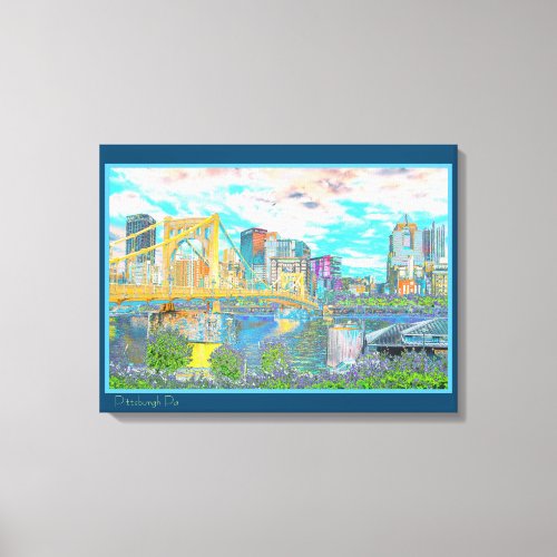 Pittsburgh Retro Art Photo Wall Canvas