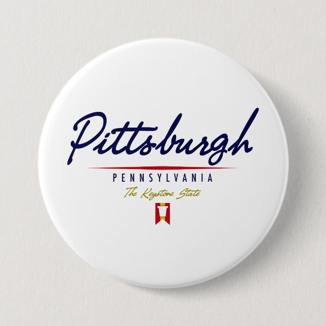 Pittsburgh Script Button (Front)