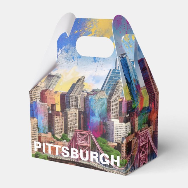 Pittsburgh Skyline Abstract Art Favor Boxes (Front Side)