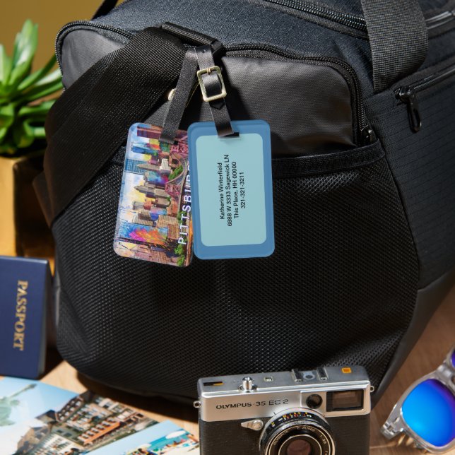 Pittsburgh Skyline Abstract Art Luggage Tag (Front & Back)