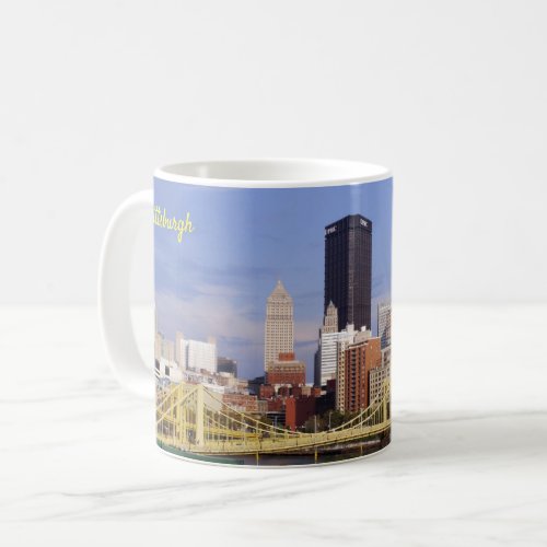 Pittsburgh Skyline Allegheny River Clemente Bridge Coffee Mug