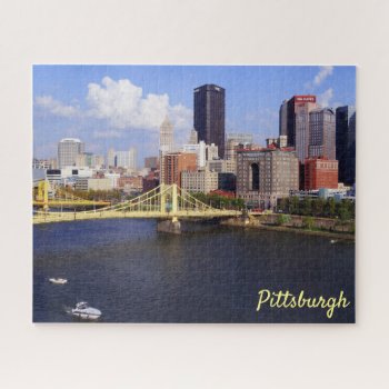 Pittsburgh Skyline Allegheny River Clemente Bridge Jigsaw Puzzle by judgeart at Zazzle