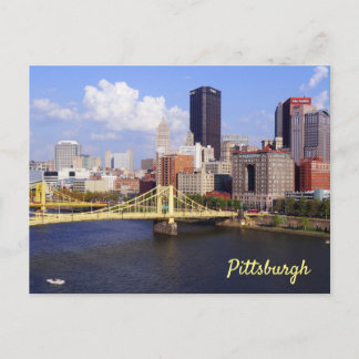 Pittsburgh Skyline Allegheny River Clemente Bridge Postcard