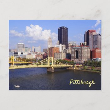 Pittsburgh Skyline Allegheny River Clemente Bridge Postcard by judgeart at Zazzle