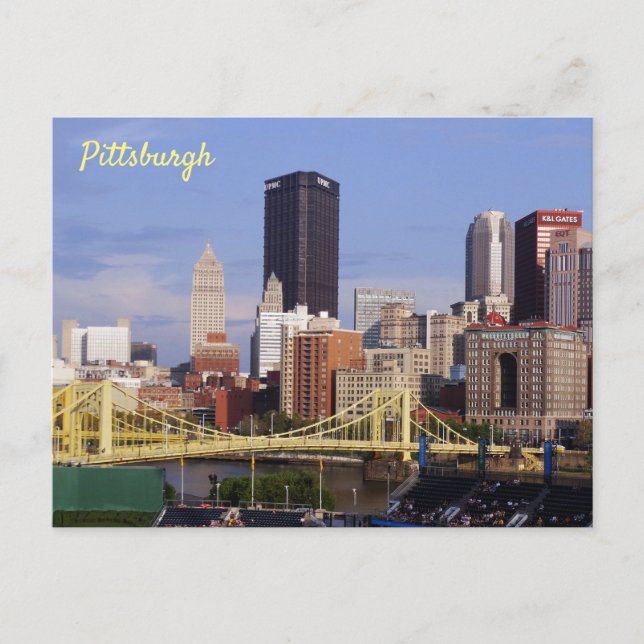 Pittsburgh Skyline Allegheny River Clemente Bridge Postcard (Front)