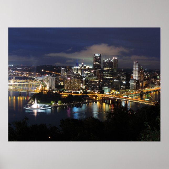Pittsburgh Skyline at Dusk Poster (Front)
